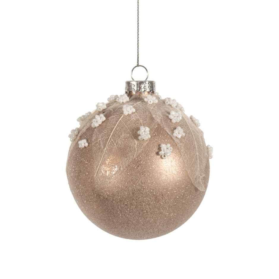 Sugared Gold Leaf Ball Ornament