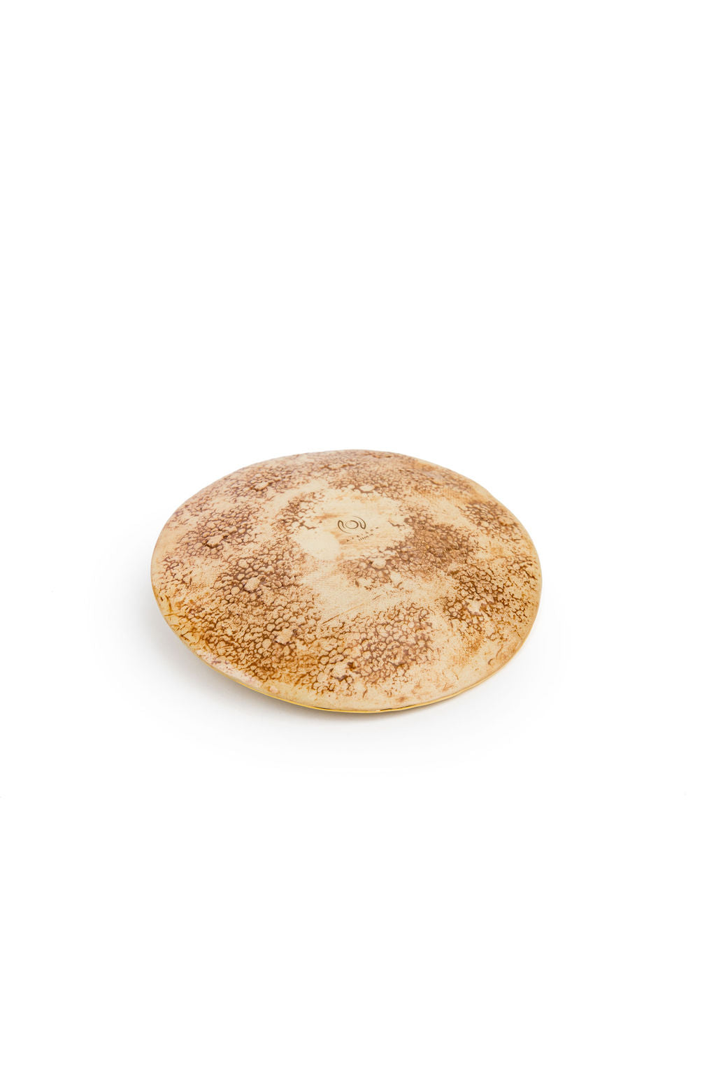 Nazar ceramic plate-beige and gold with evil eyeback