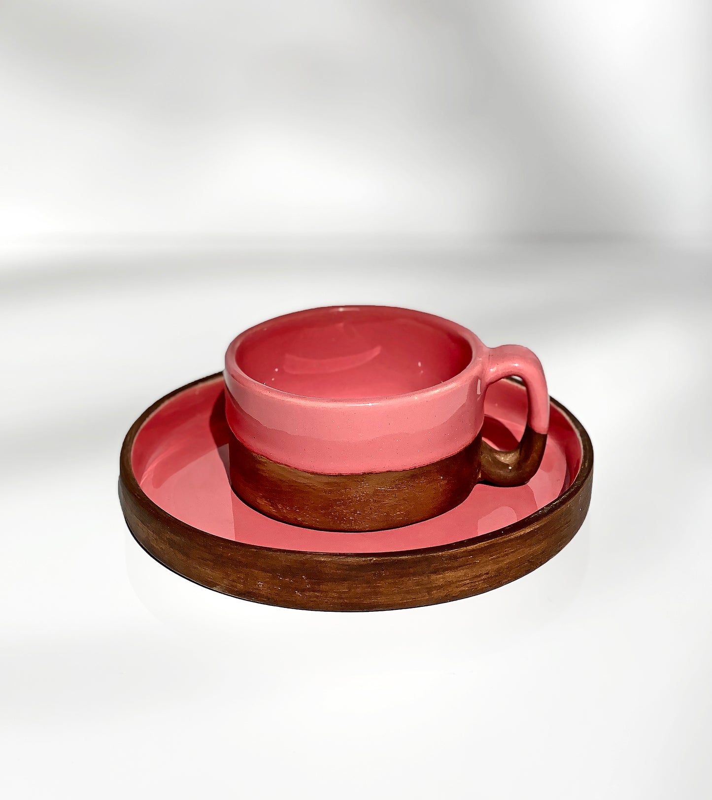 Pink And Purple Ceramic Mug And Plate Set