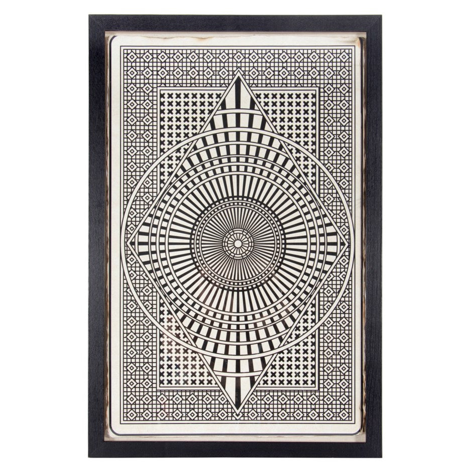 Framed Black and White Playing Cards Vintage Style Wall Art