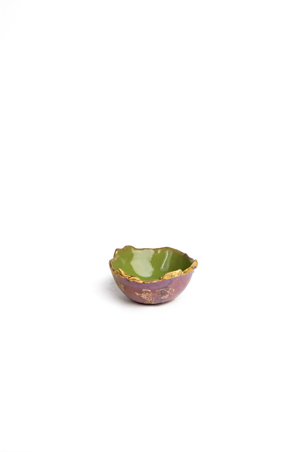 Green And Gold Bowl With Rough Edge
