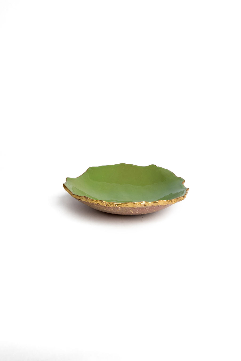 Green And Gold Bowl With Rough Edge