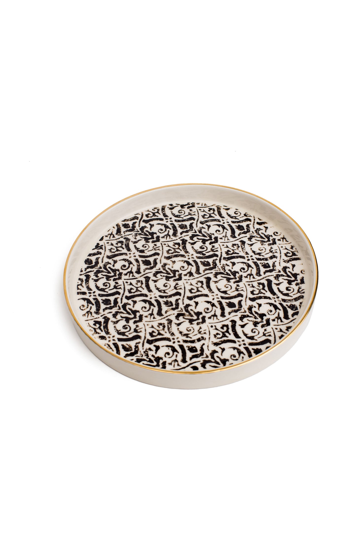 Black And White Floral Tray