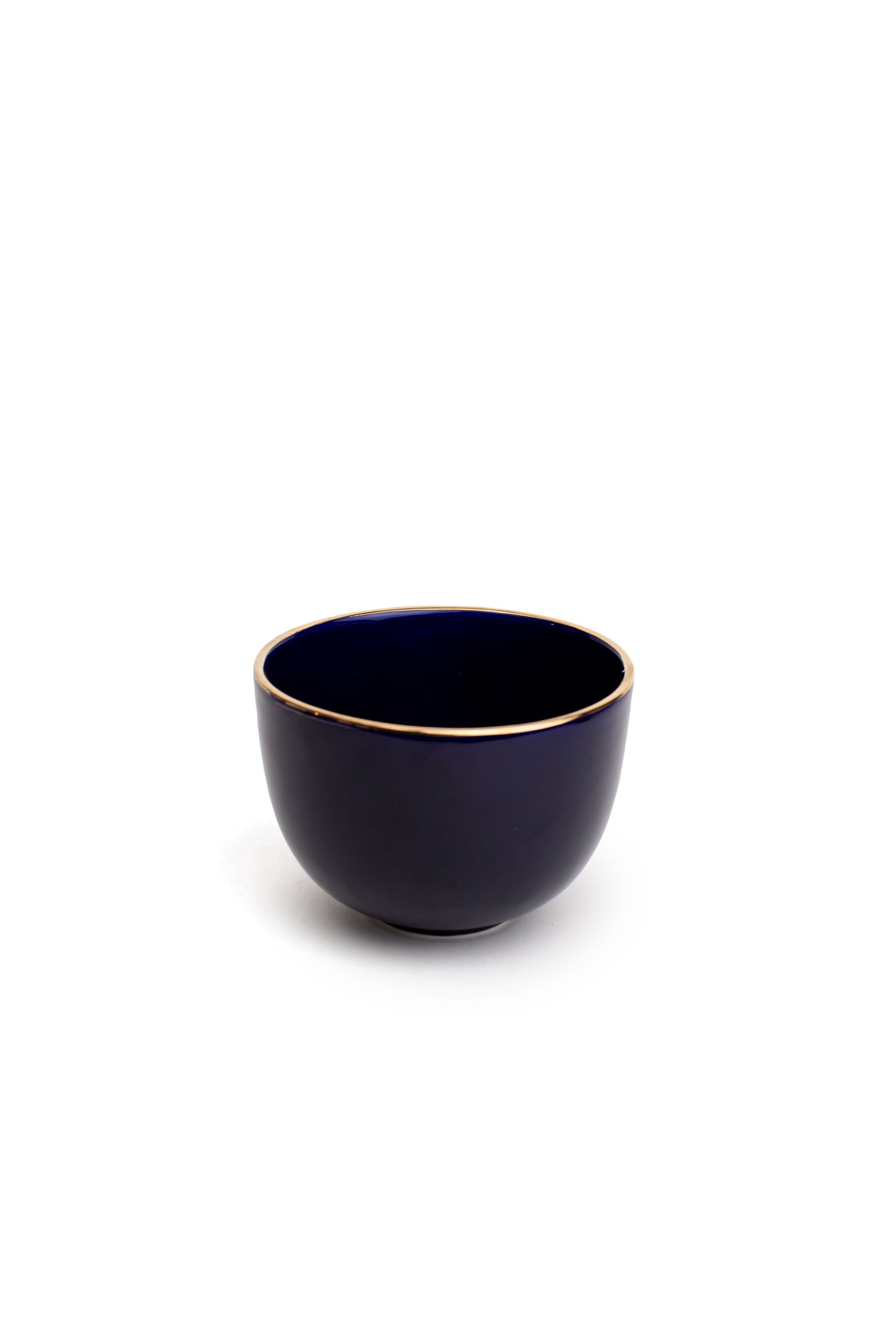 Minimalist Blue Bowl with Gold Edges