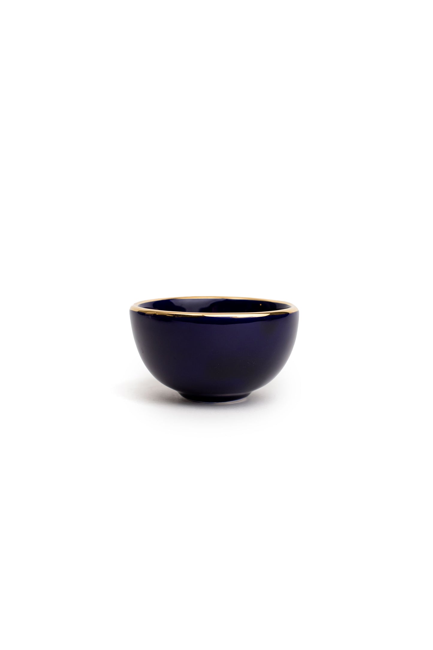 Minimalist Blue Bowl with Gold Edges