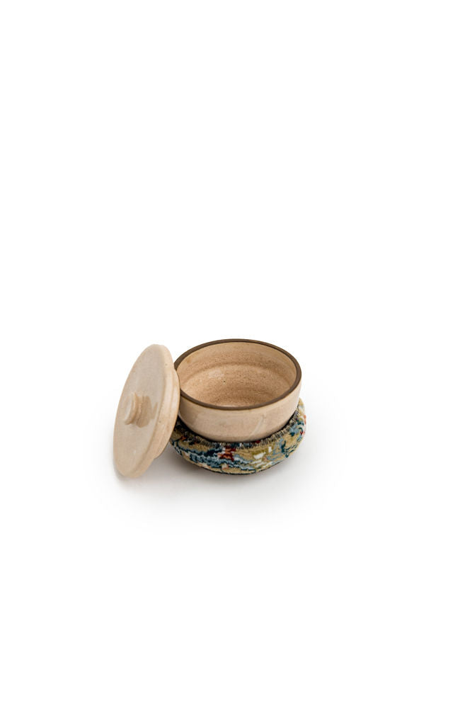 Ceramic And Kilim Canister 3.5