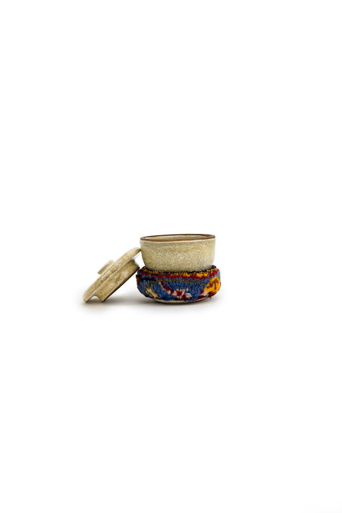 Ceramic And Kilim Canister 3.5