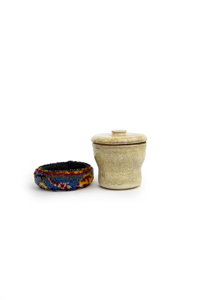 Ceramic And Kilim Canister 3.5