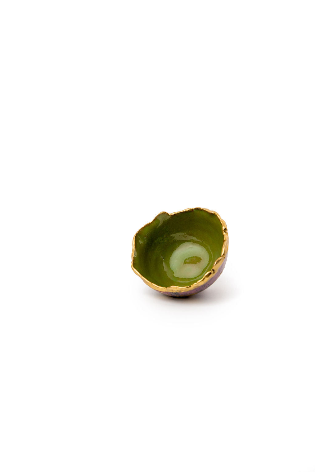 Green And Gold Bowl With Rough Edge