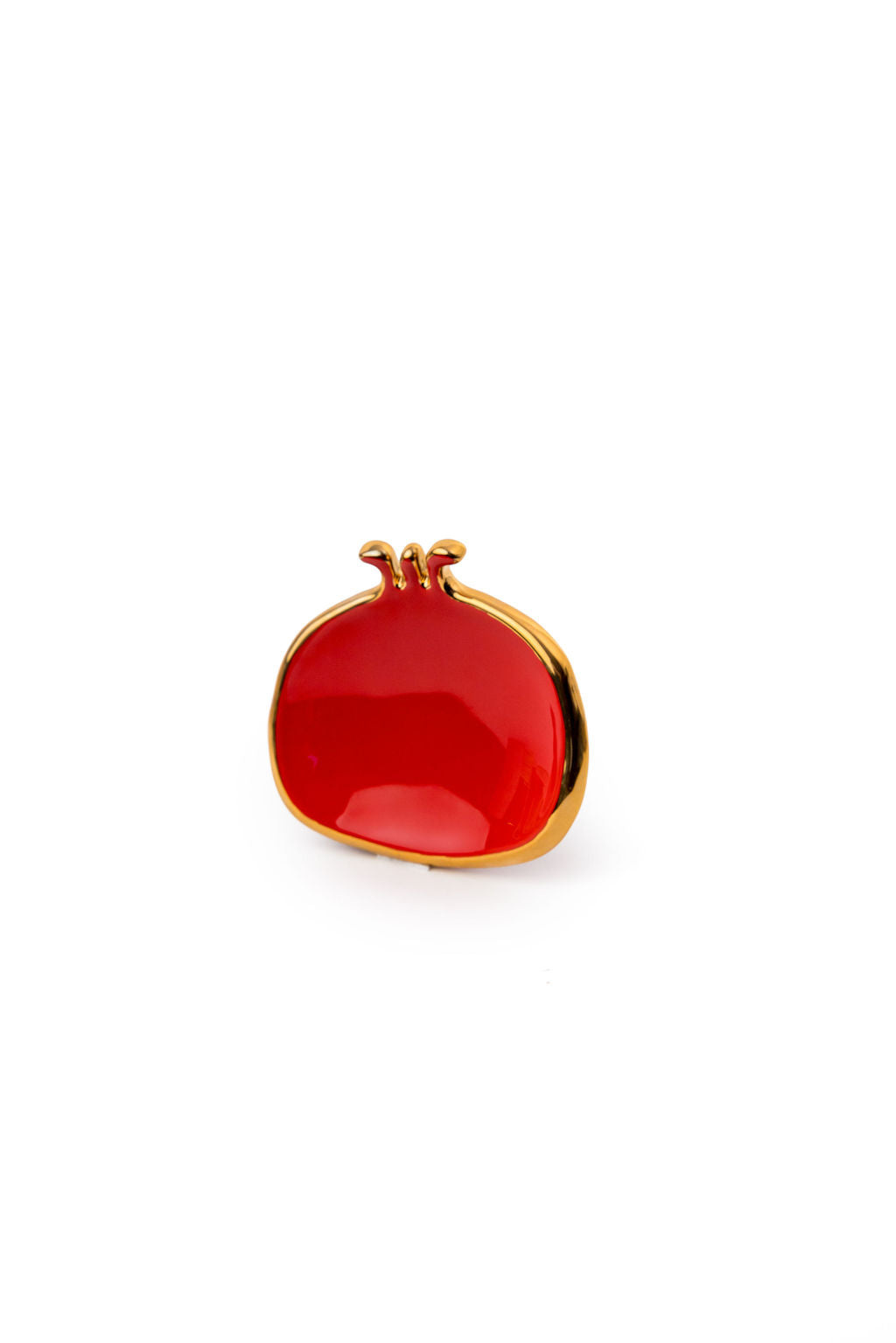 Red Hand Made Ceramic Pomegranate Plates With Gold Edge
