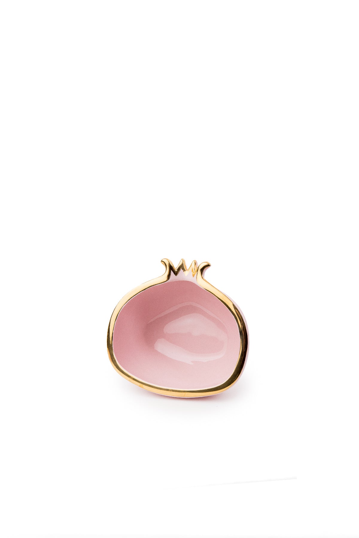 Pink Pomegranate Bowls With Gold Edge