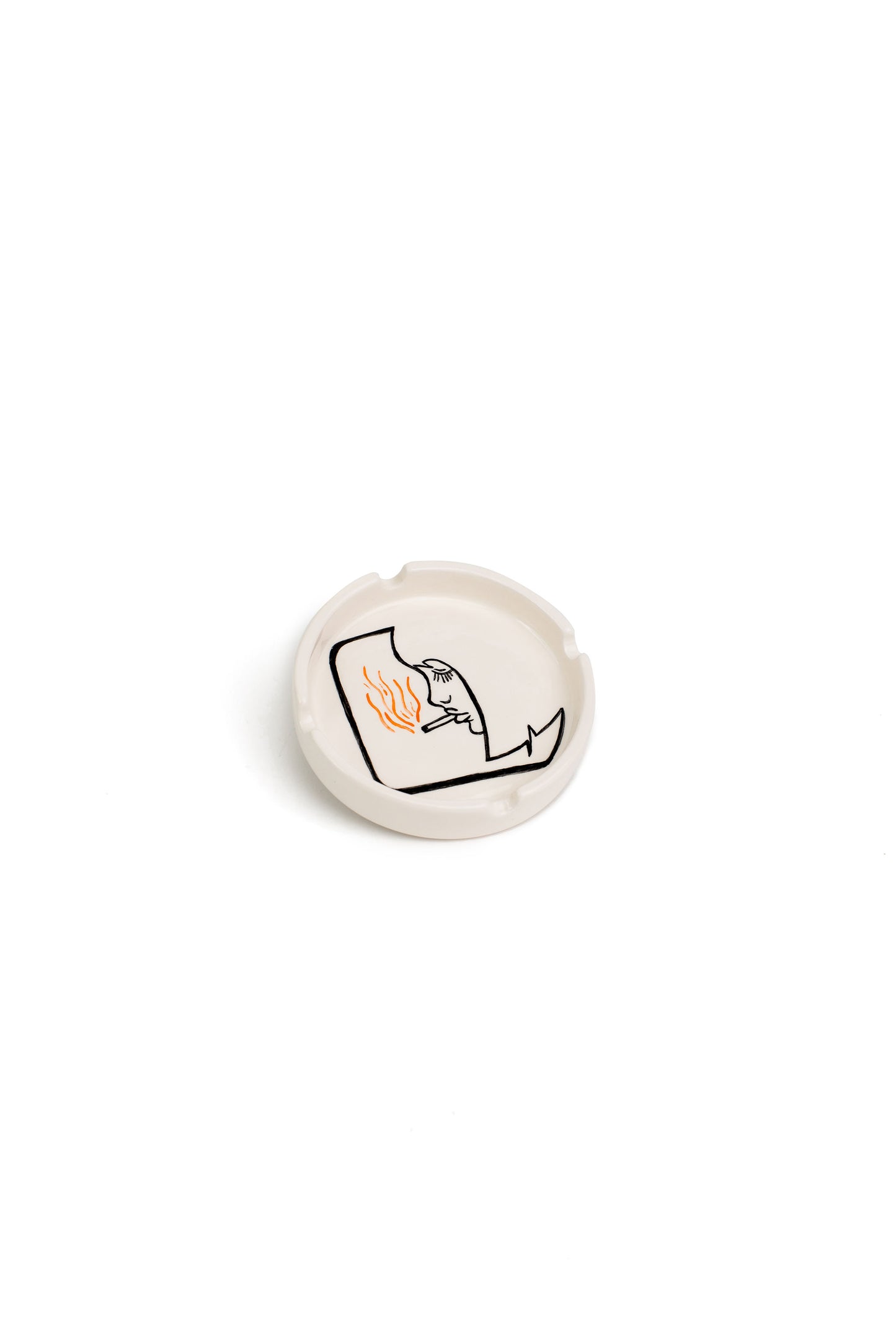 Round Handmade Line art Ashtrays.