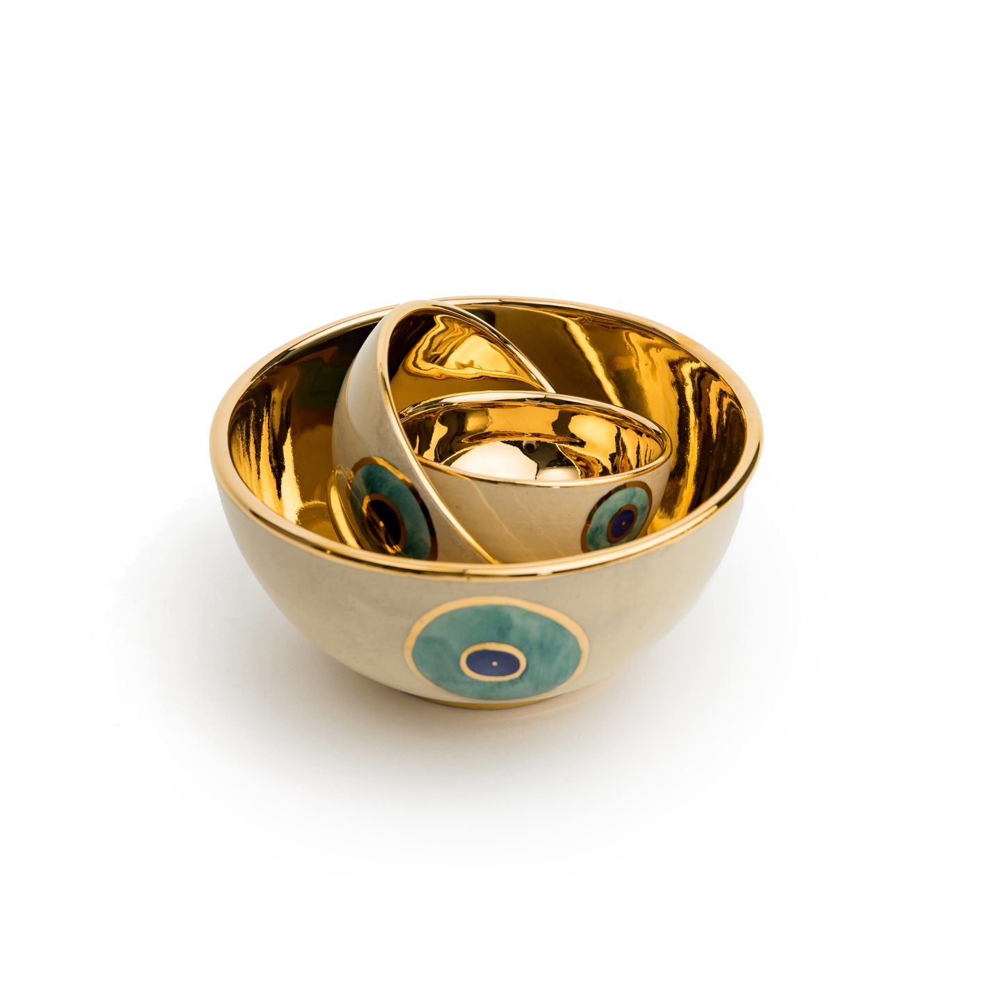 18K Gold Plated Evil Eye Bowls - Gold Inside