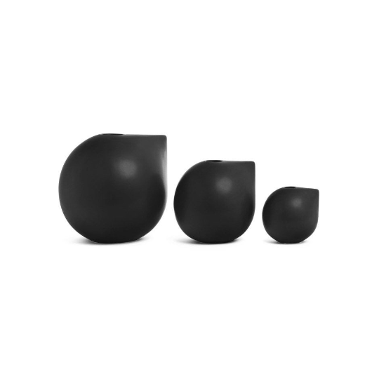 Verese Round Black Ceramic Vase - Large