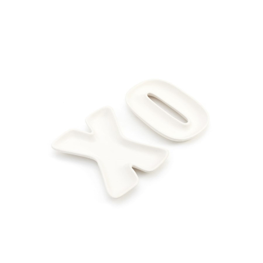 XO Set of 2 Jewelry Plate | White