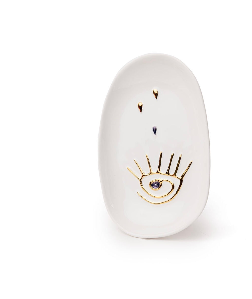 Gold Eye White Ceramic Plate
