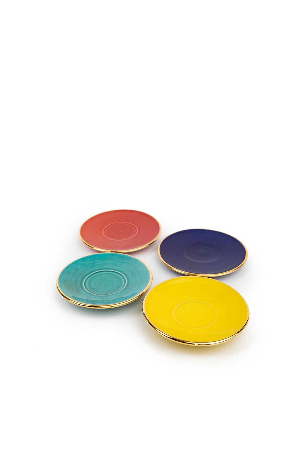 Colourful Gold Espresso Cup & Saucer | Set of 2