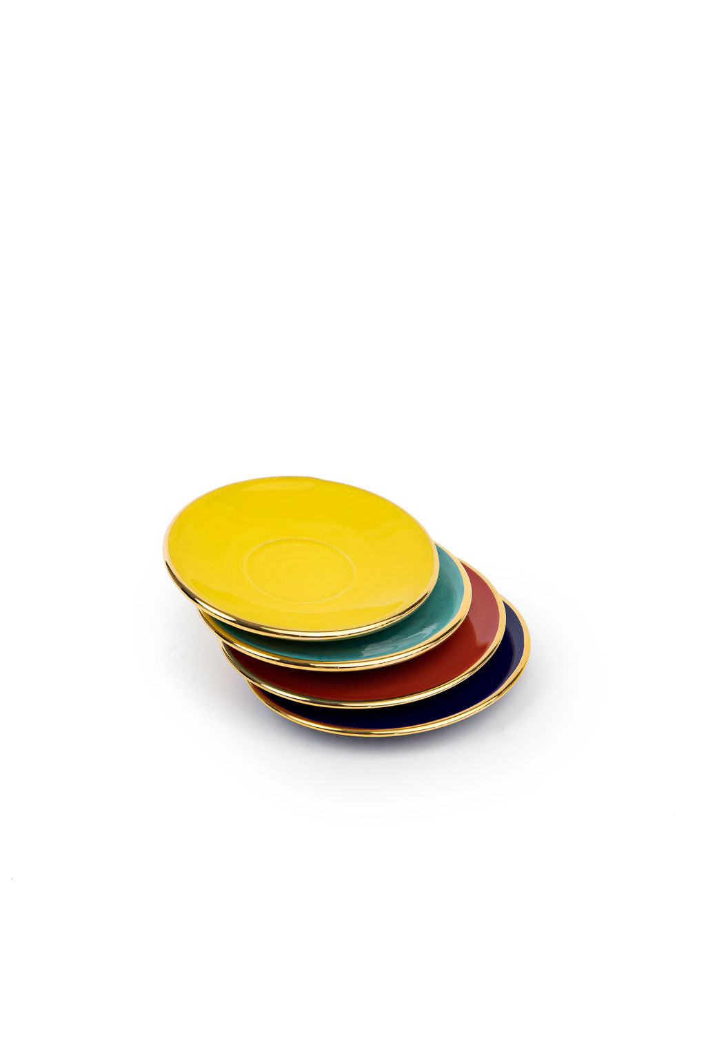 Colourful Gold Espresso Cup & Saucer | Set of 2