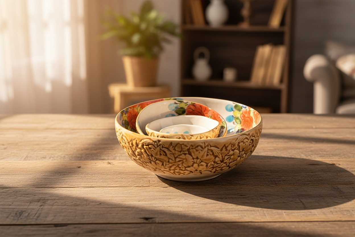 Red And Blue Floral Bowls