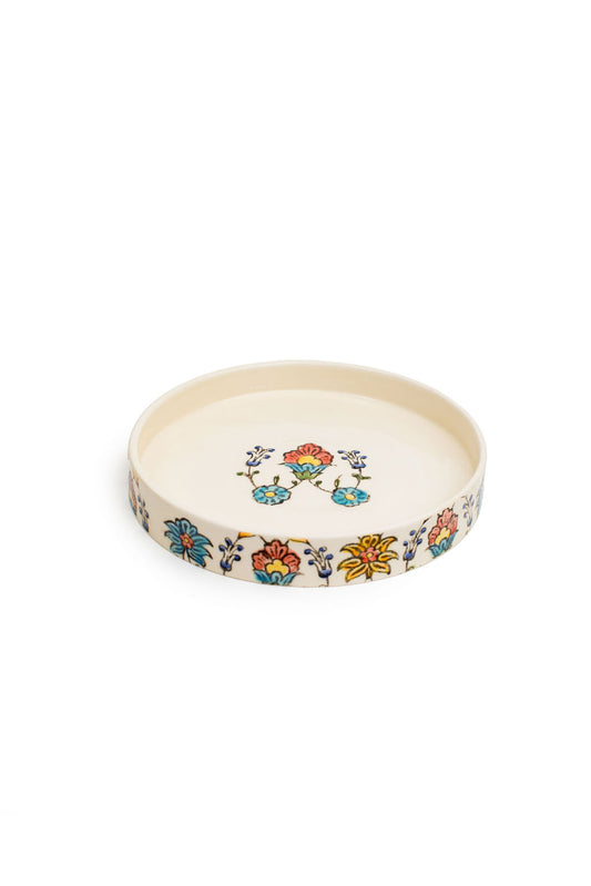 Round Floral Raastin Tray