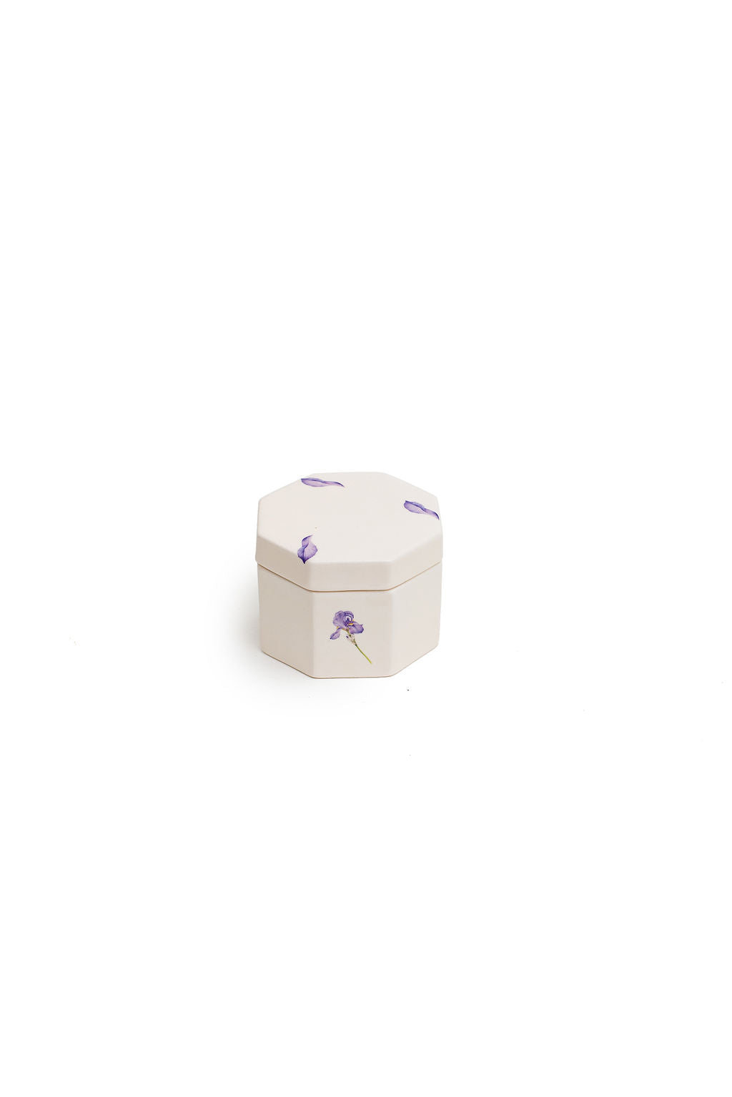 octagon Iris canister white and purple