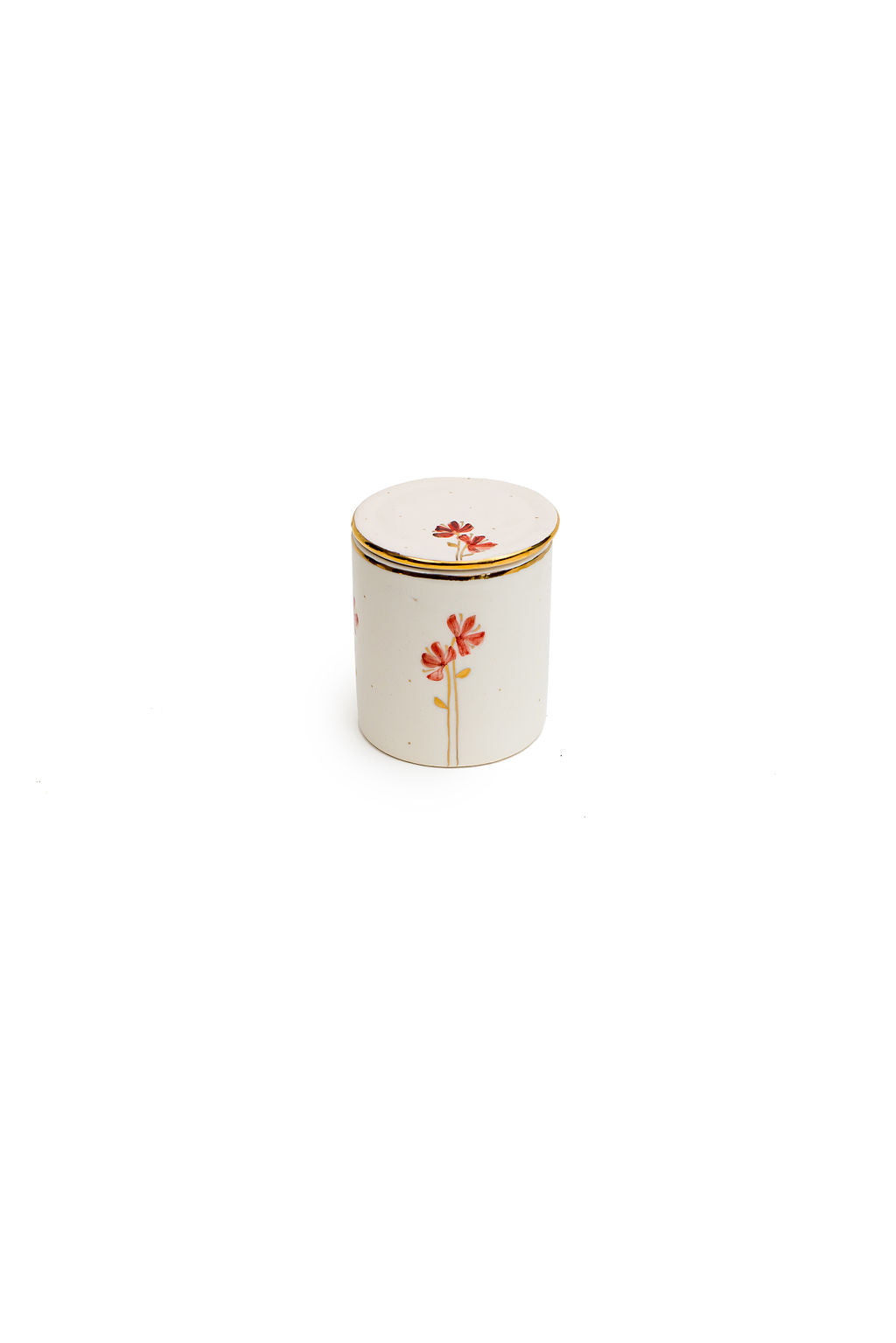 Small 3.5" Hand-Drawn Canister | Minimalist Floral Design