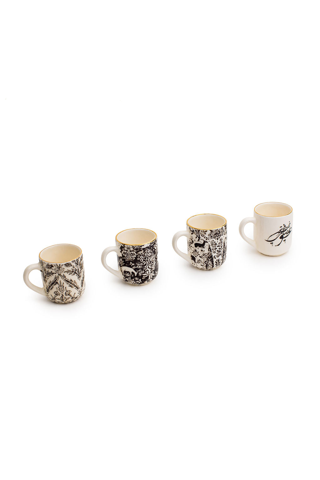Ceramic Mugs with Black And White Print