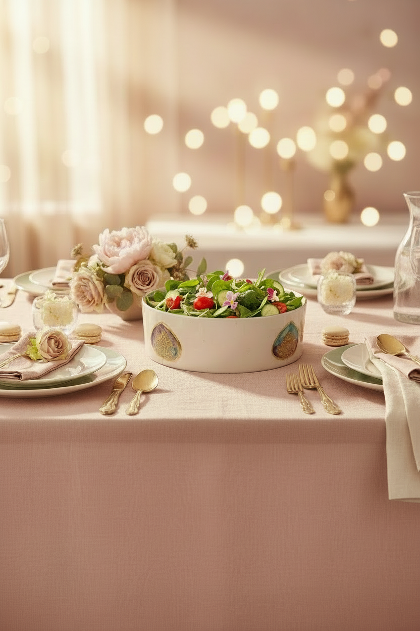 Large 8.5" Handmade Ceramic Bowl | Floral Designs