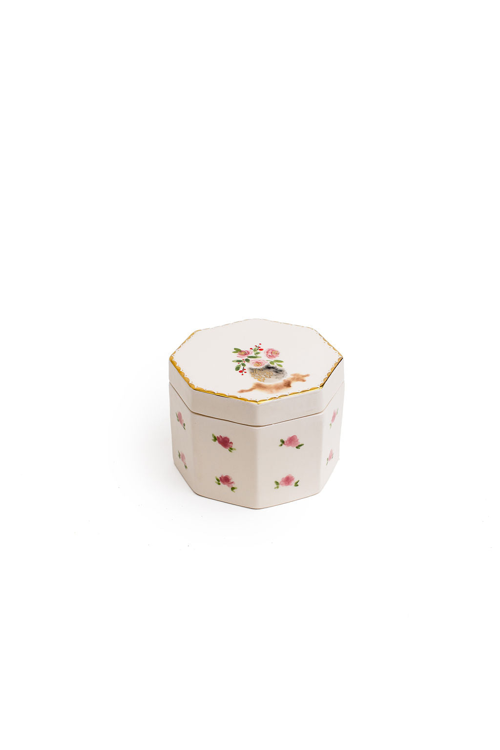 Large 5" Octagon Canister | Floral Design