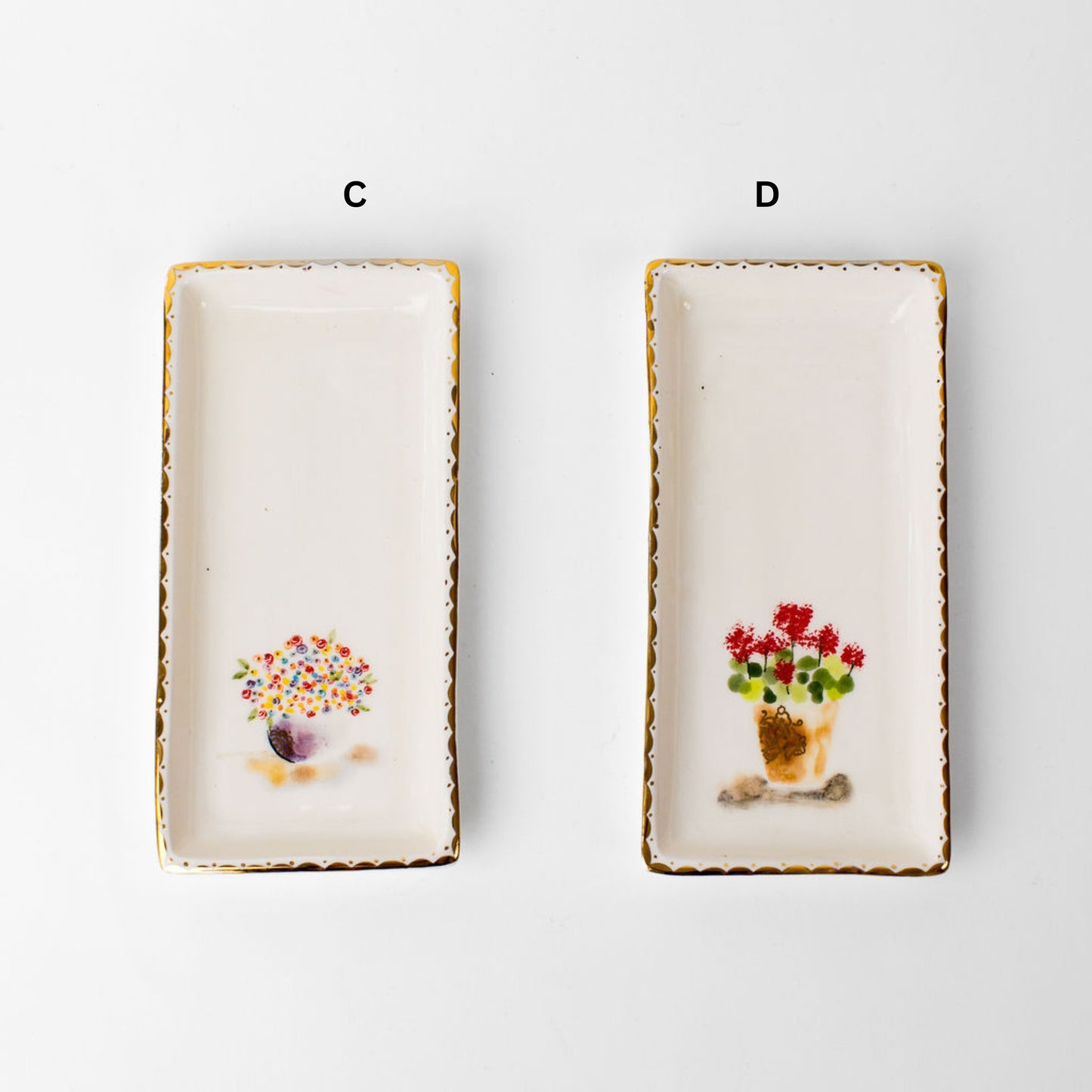 Rectangle Hand Drawn Floral Plates