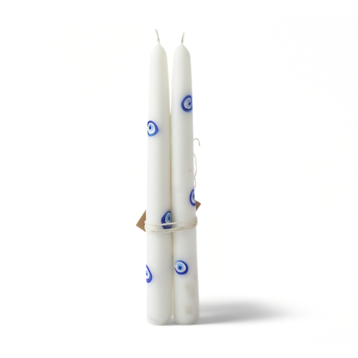 Hand-Painted Taper Candle Set | Evil Eye & Red Peony