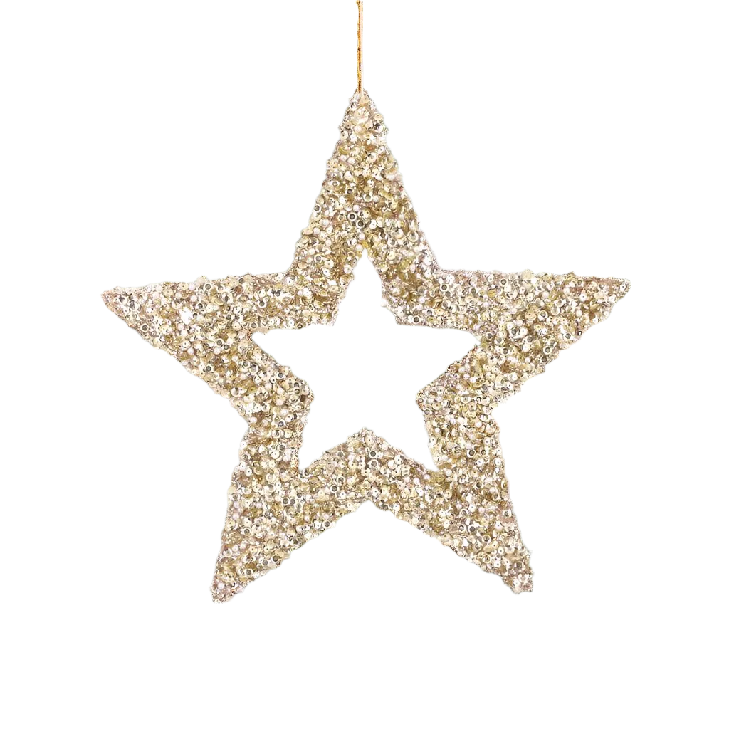 Champaign Star Glittered Ornament