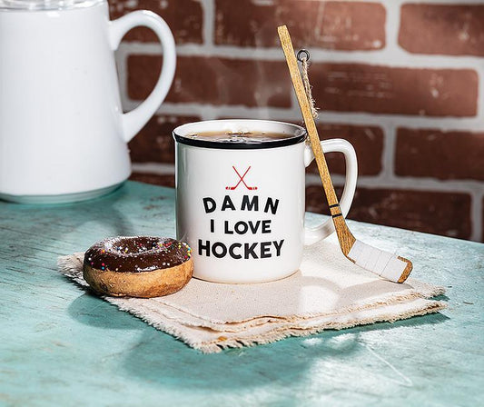 I Love Hockey Text Mug