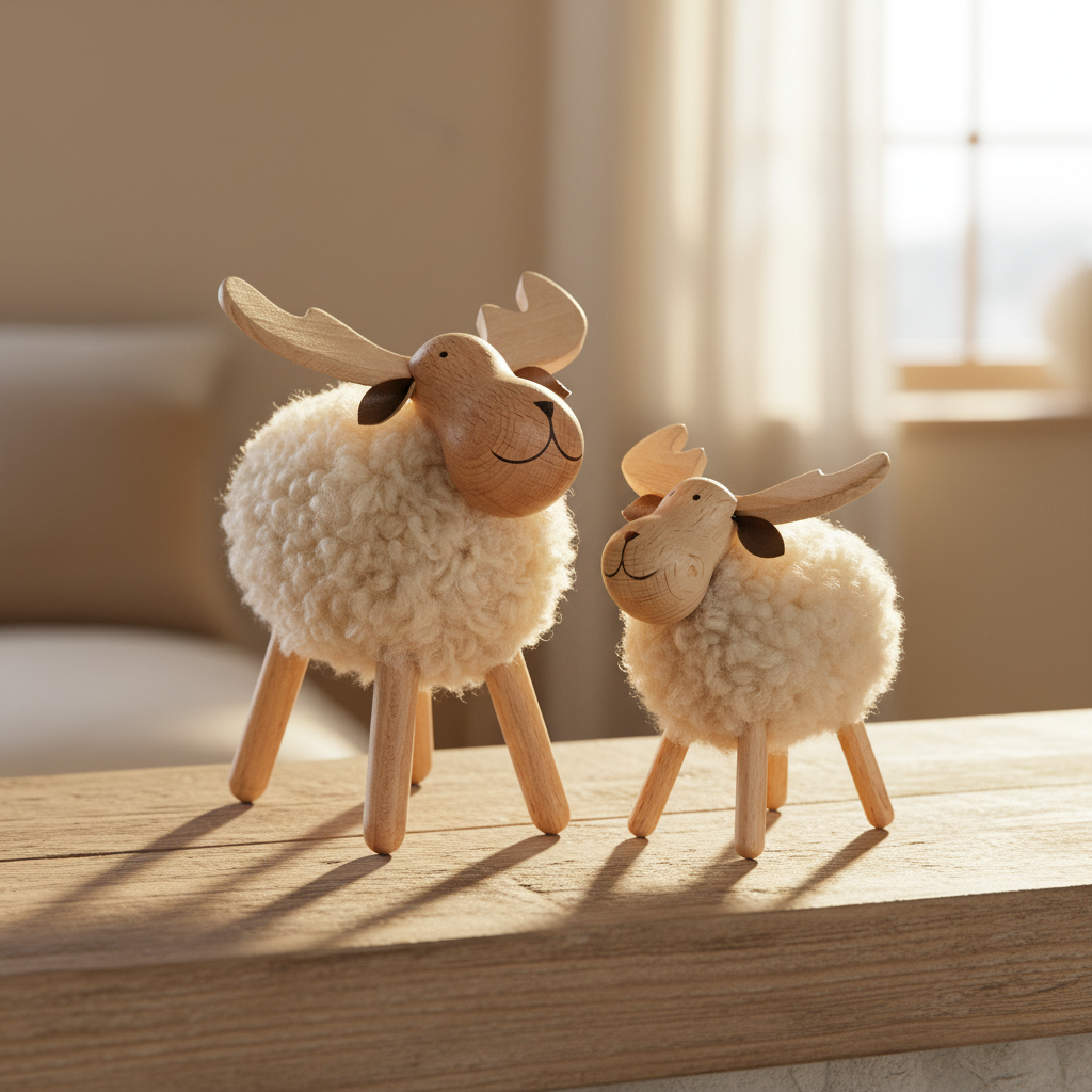 Ivory Woolly Moose Decor