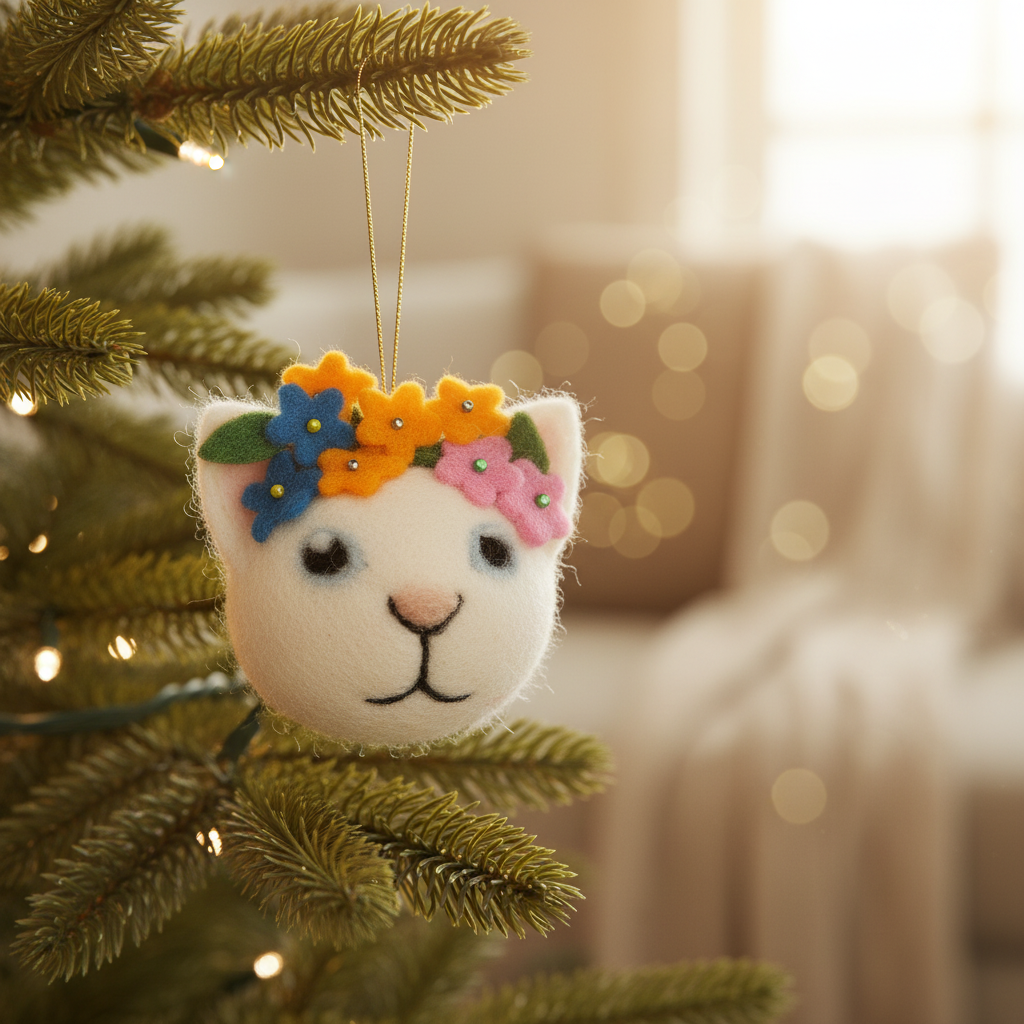 Cat Faces with Flowers Ornament