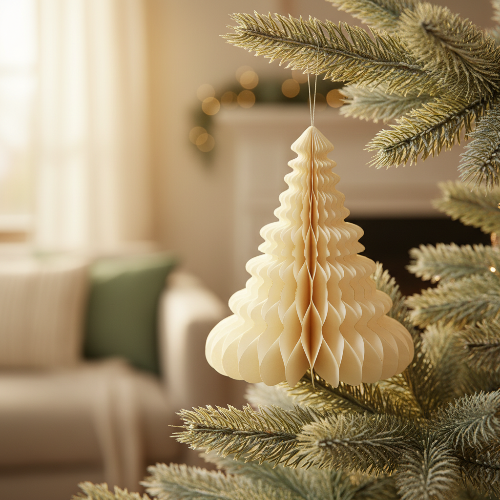Medium Pleated Fancy Tree in Ivory