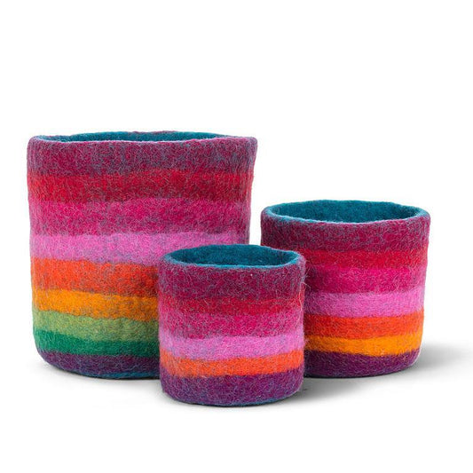 Rainbow Stripe Planters. Set of 3