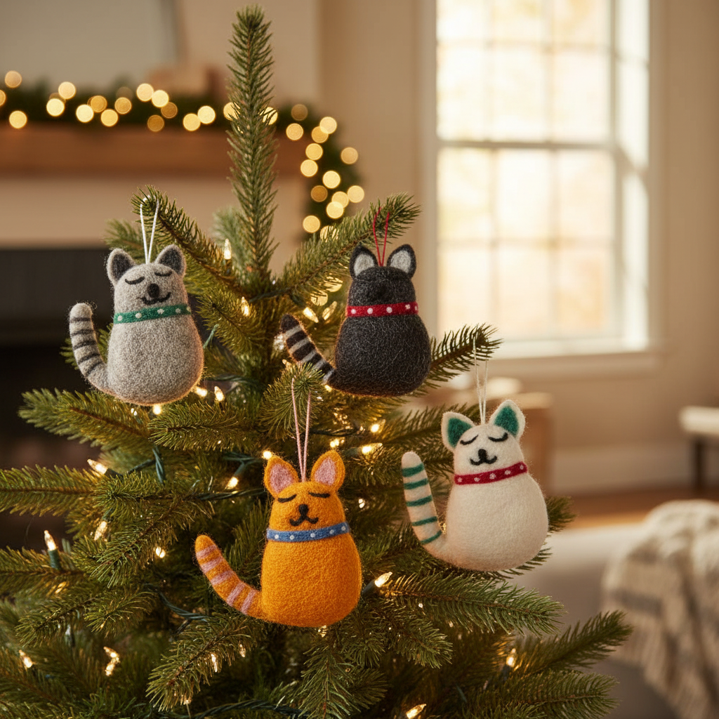 Wool Cat Ornaments