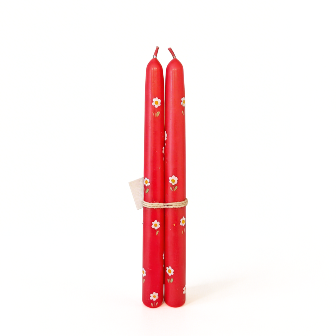 Hand-Painted Taper Candle Set | Evil Eye & Red Peony