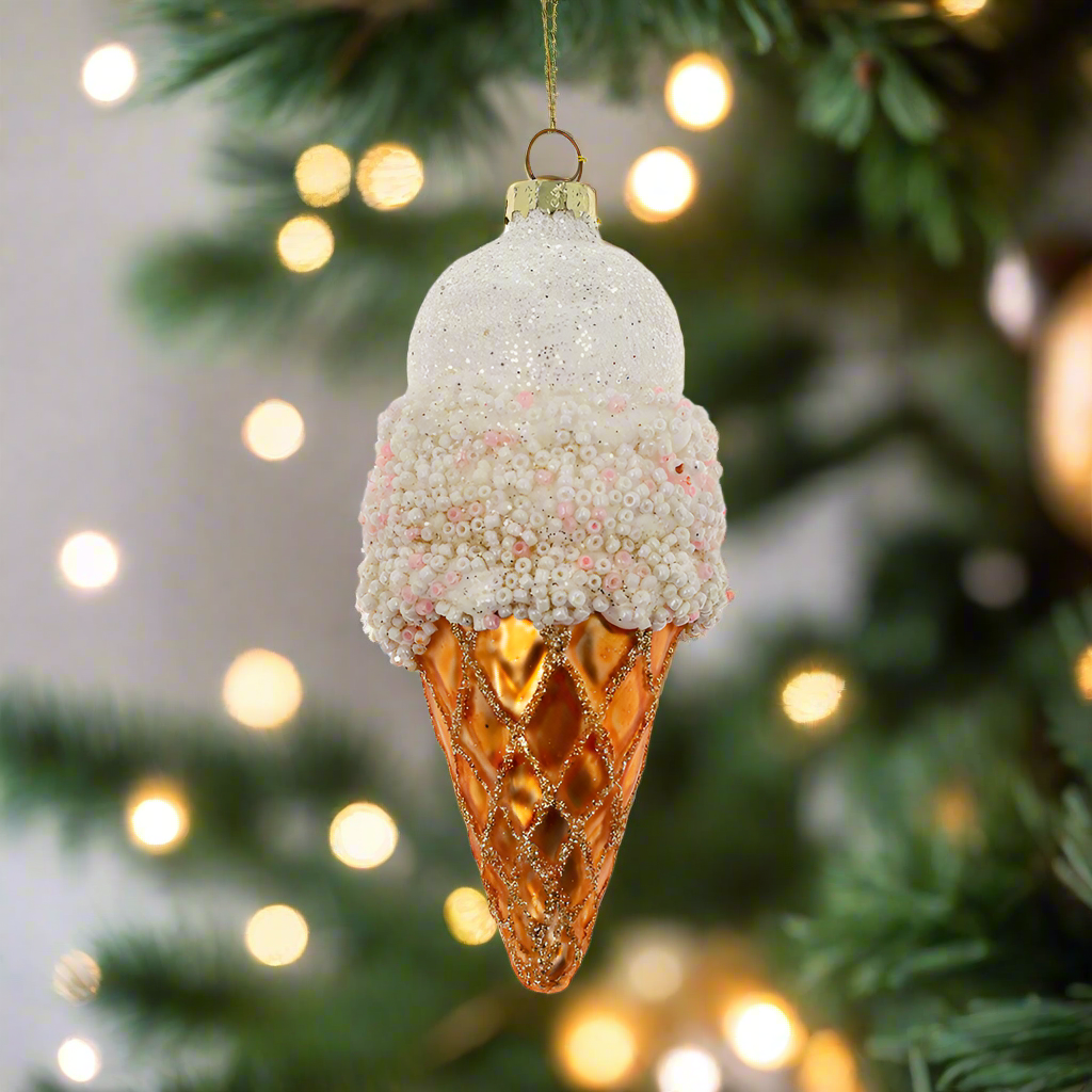 Triple Scoop Ice Cream Cone Ornament