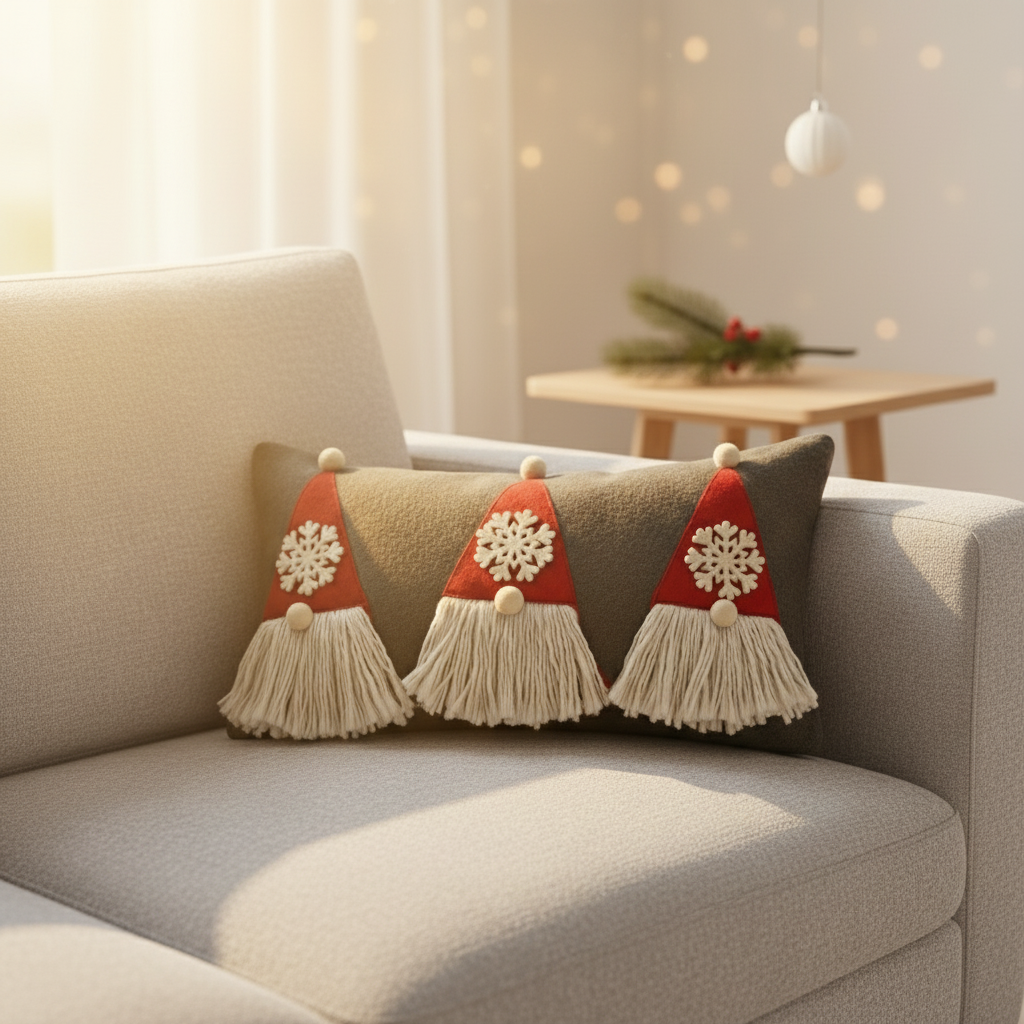 Grey and Red Santa Cushions