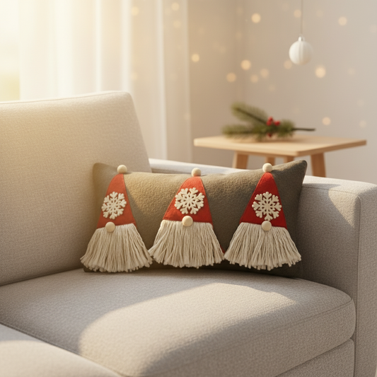 Grey and Red Santa Cushions