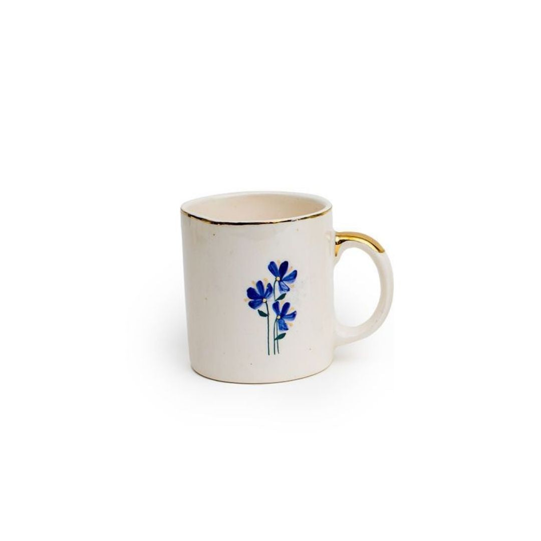 Hand-Drawn Ceramic Mug | Minimal Floral Design