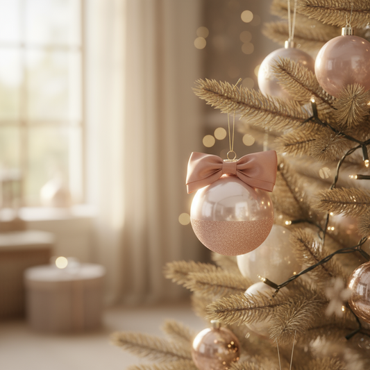 Decorative Christmas ornament with a pink bow