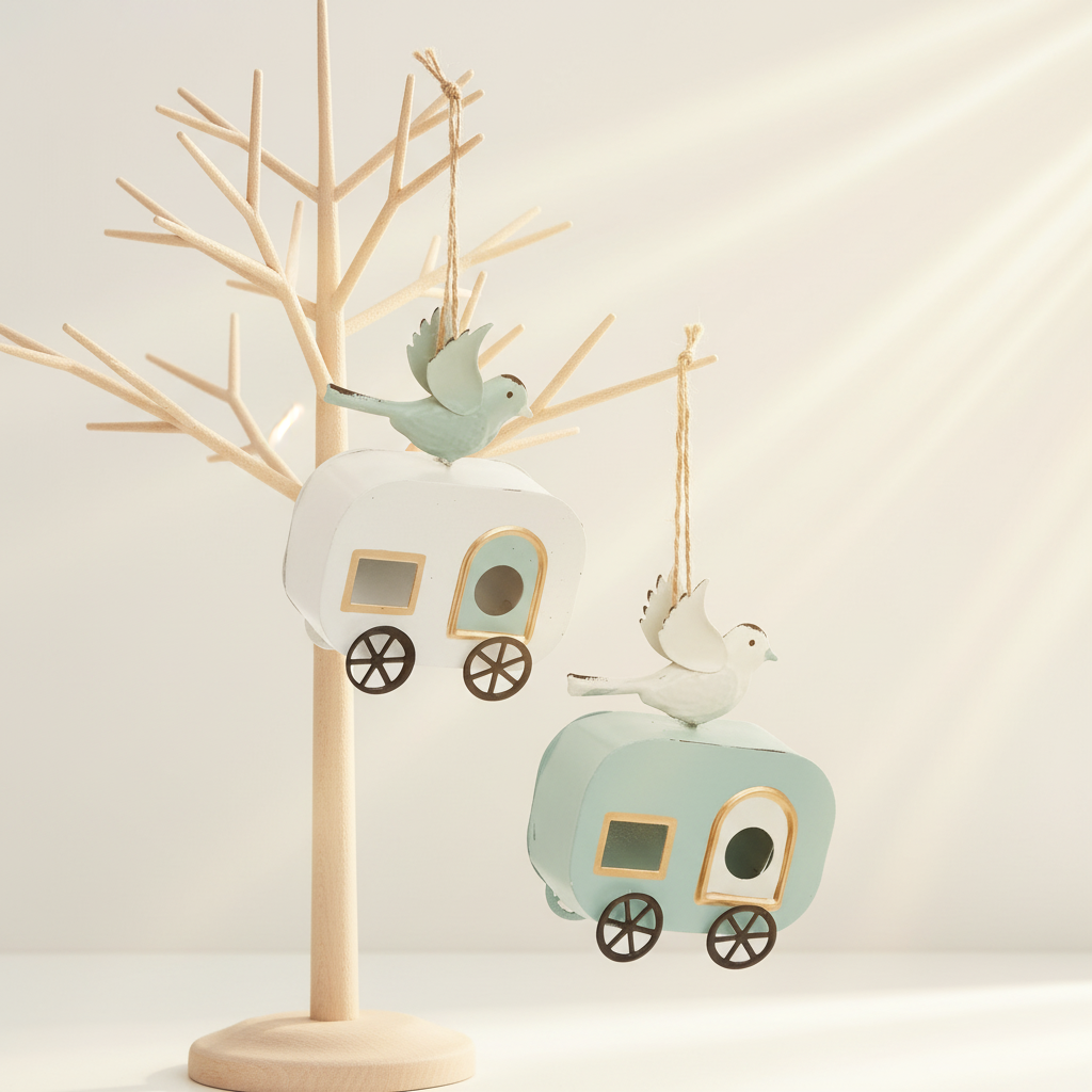 Blue Bird Camper Ornament , Set of 2