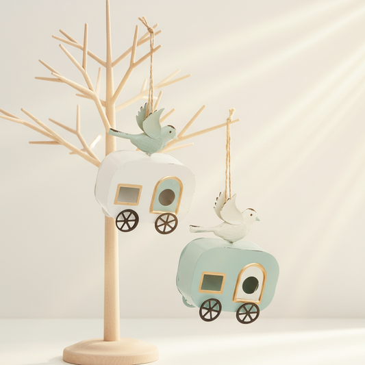 Blue Bird Camper Ornament , Set of 2