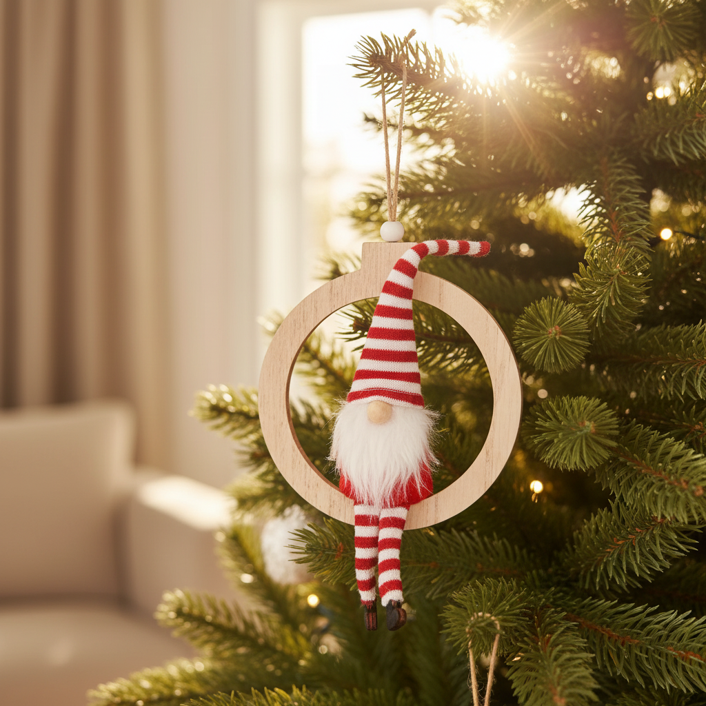 Red Santa On Hoop Ornament