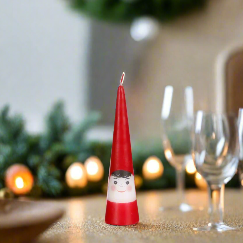 Red Elf Cone Candle