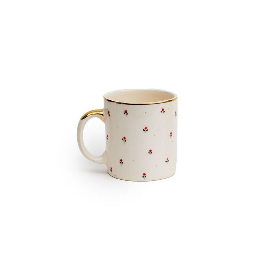 Hand-Drawn Ceramic Mug | Minimal Floral Design