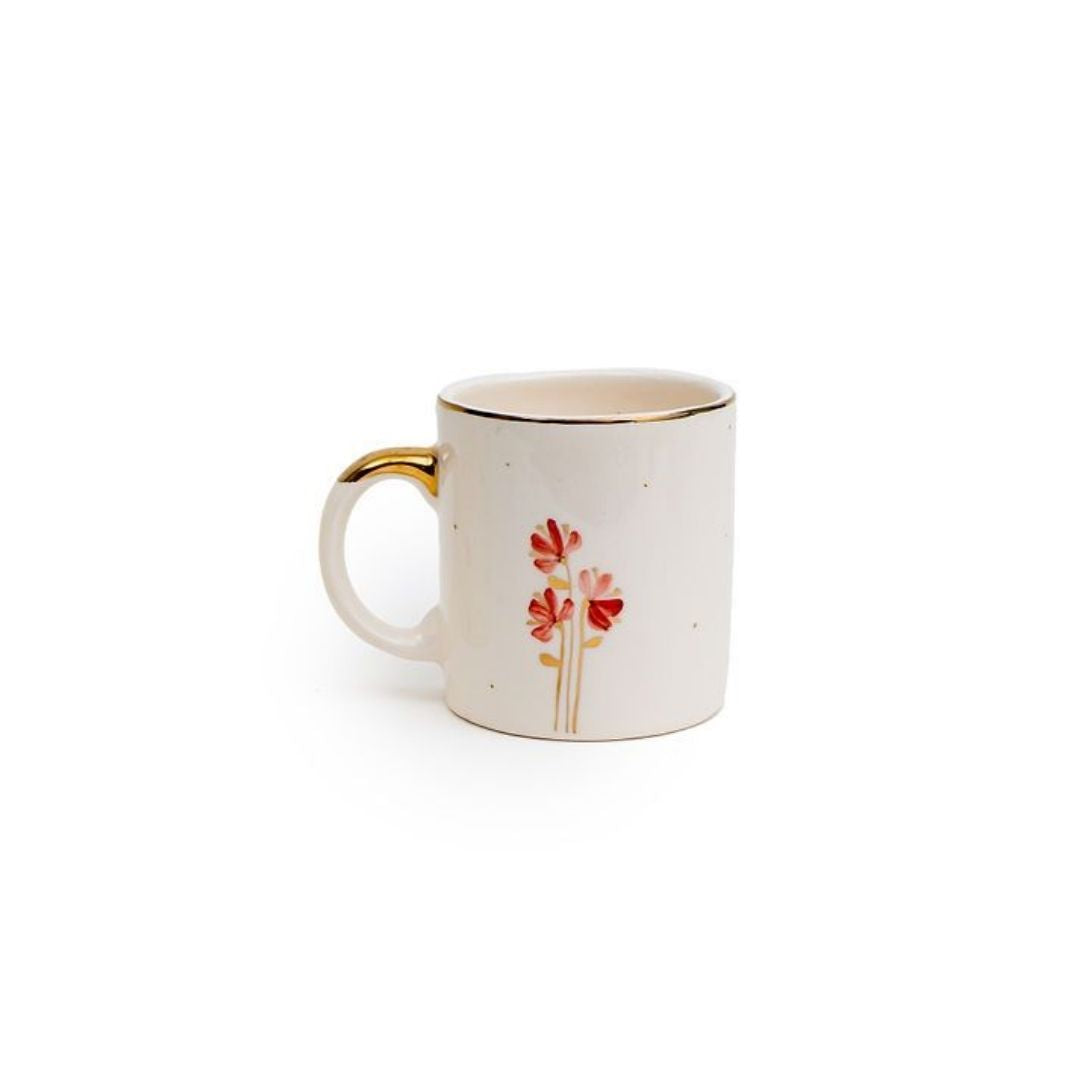 Hand-Drawn Ceramic Mug | Minimal Floral Design